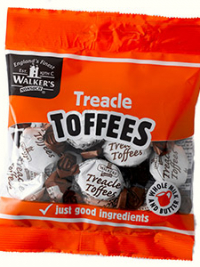 Our twist wrapped Treacle Toffees in a 105g bag.